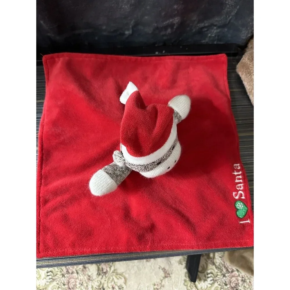 Baby‎ Starters Sock Monkey I Love Heart Santa Christmas Lovey Rattle Blanket